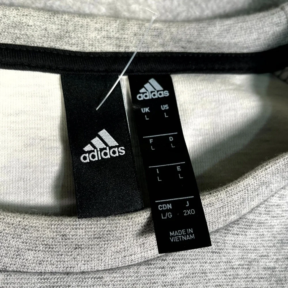Adidas Sweatshirt Mens Large Gray Crew Neck Long Sleeve‎ Kangaroo Pocket Casual